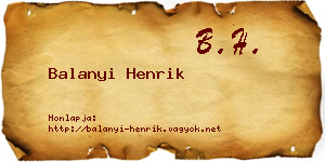 Balanyi Henrik névjegykártya